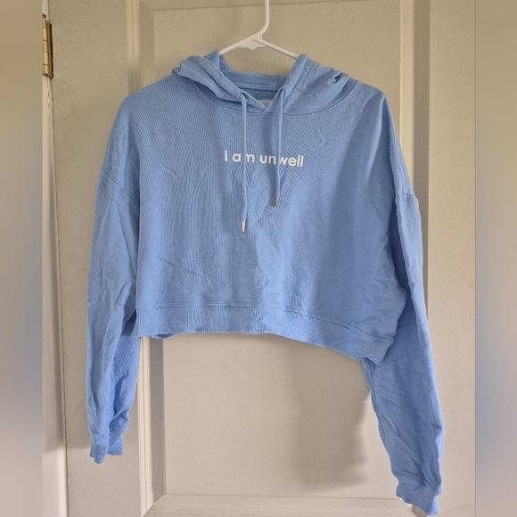 Barstool Sports Call Her Daddy I Am Unwell Baby Blue Cropped Hoodie - Picture 1 of 6